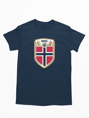 NEW Norway National Soccer Team Big Logo T-Shirt NAVY